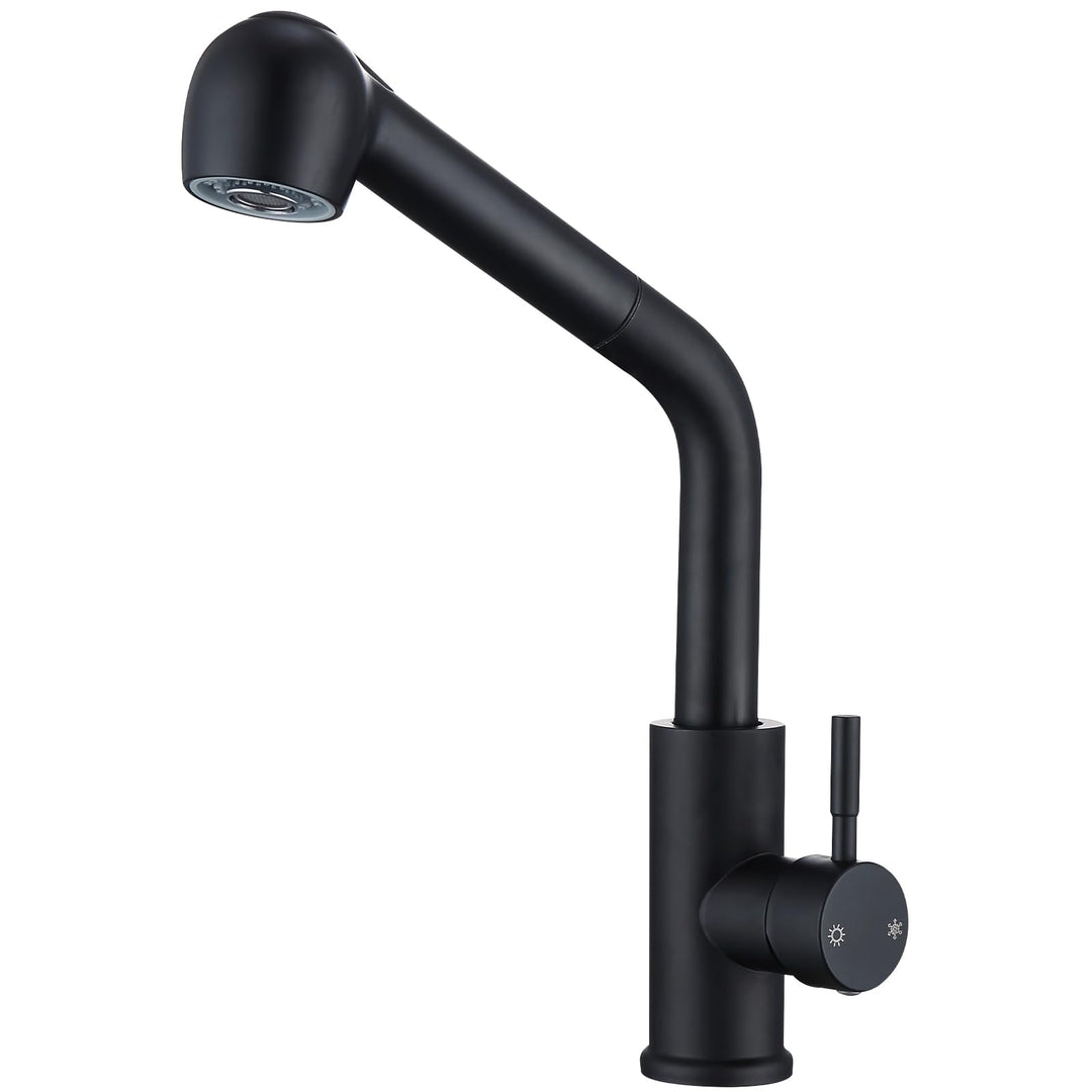 Lisslune | Sink mixer tap with pull-out spray, kitchen faucet with 2 spray types, high-pressure mixing battery 360° swivel