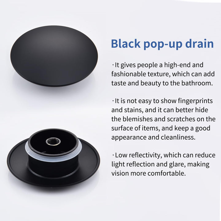 Lisslune | Drain assembly Black Matt with overflow, Universal drain valve drainage assembly for sink, Brass Pop Up drain plug valve for wash basin/sink