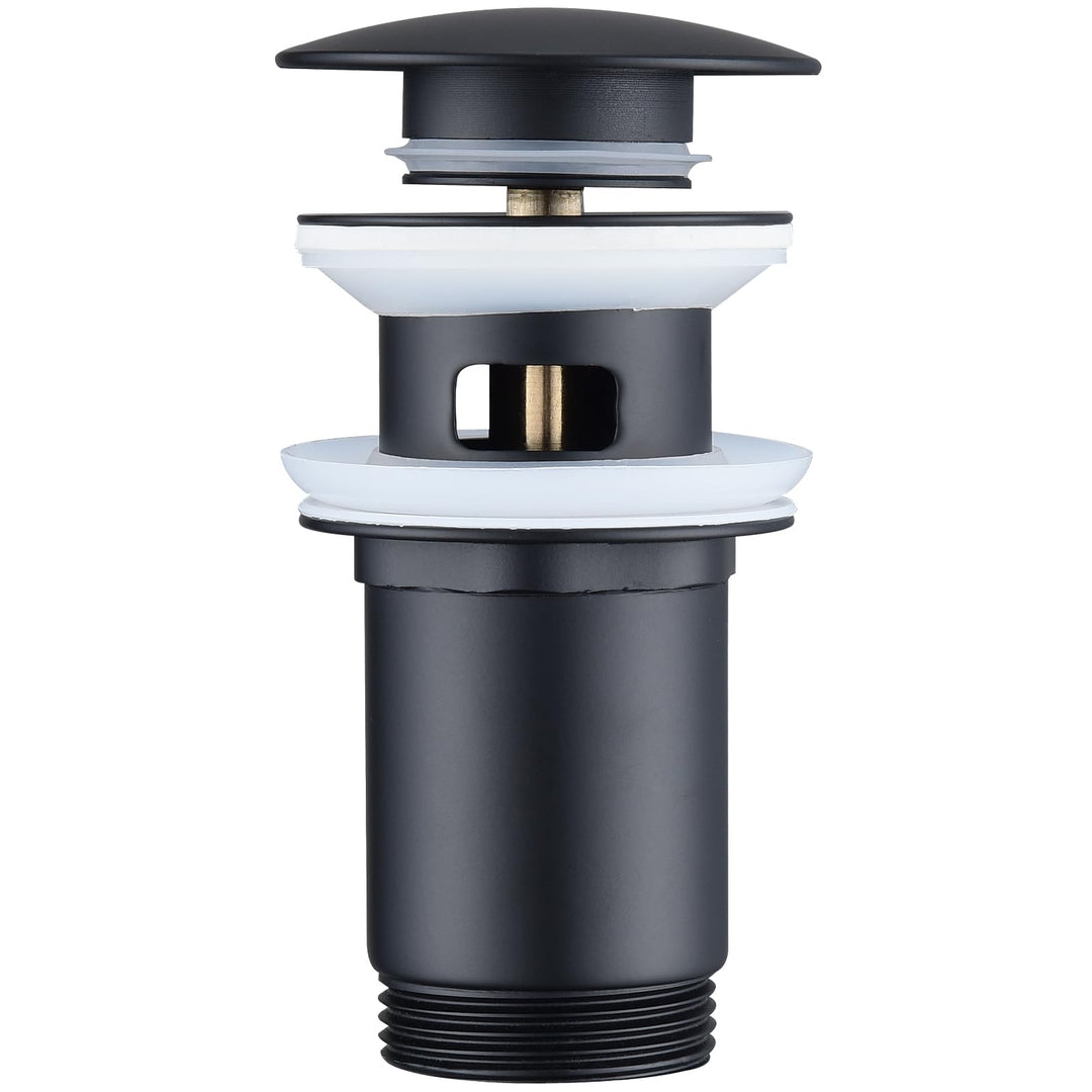 Lisslune | Drain assembly Black Matt with overflow, Universal drain valve drainage assembly for sink, Brass Pop Up drain plug valve for wash basin/sink