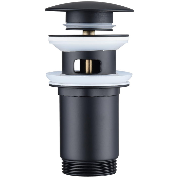 Lisslune | Drain assembly Black Matt with overflow, Universal drain valve drainage assembly for sink, Brass Pop Up drain plug valve for wash basin/sink