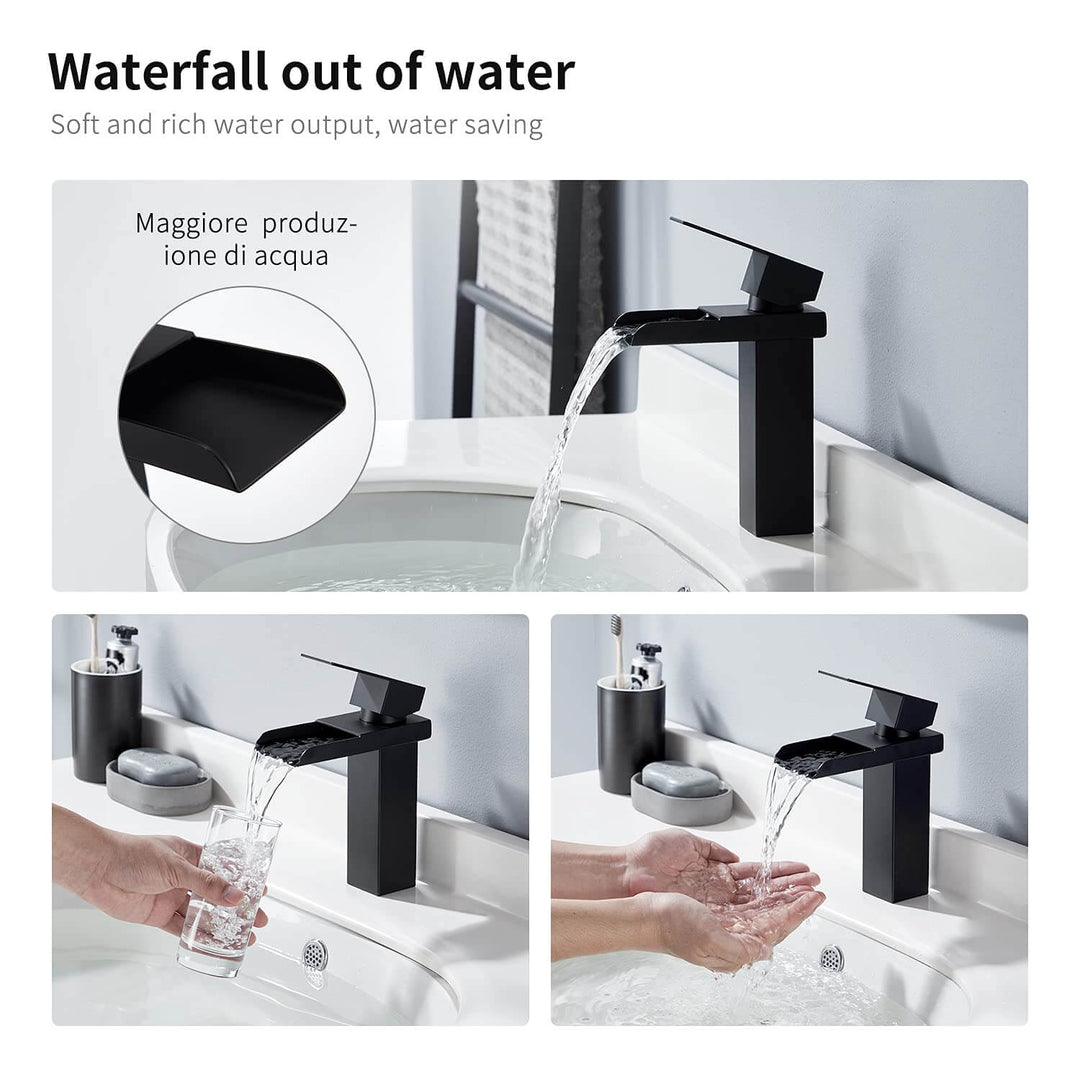 Lisslune | Black Waterfall Faucet Bath