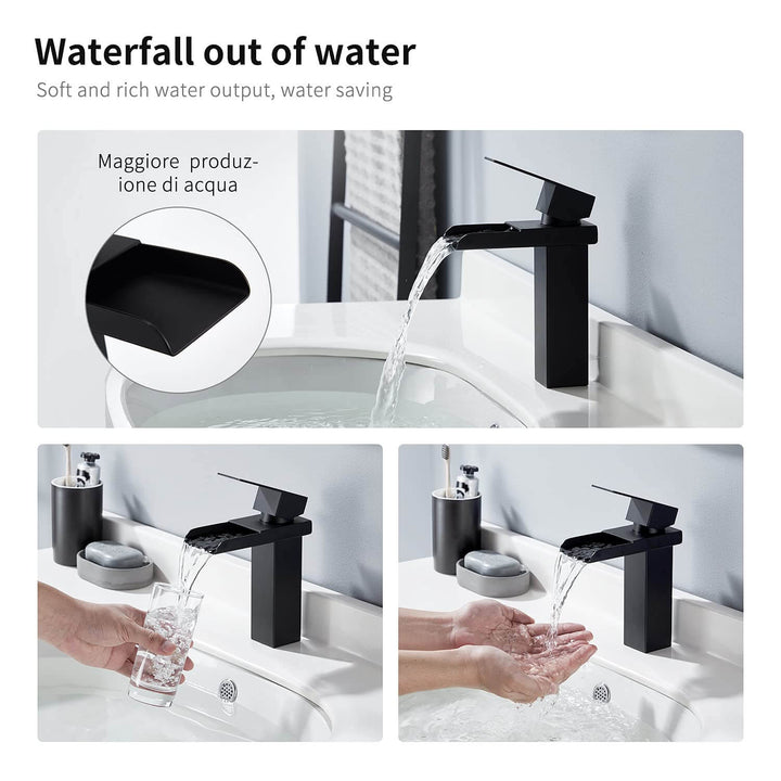 Lisslune | Black Waterfall Faucet Bath