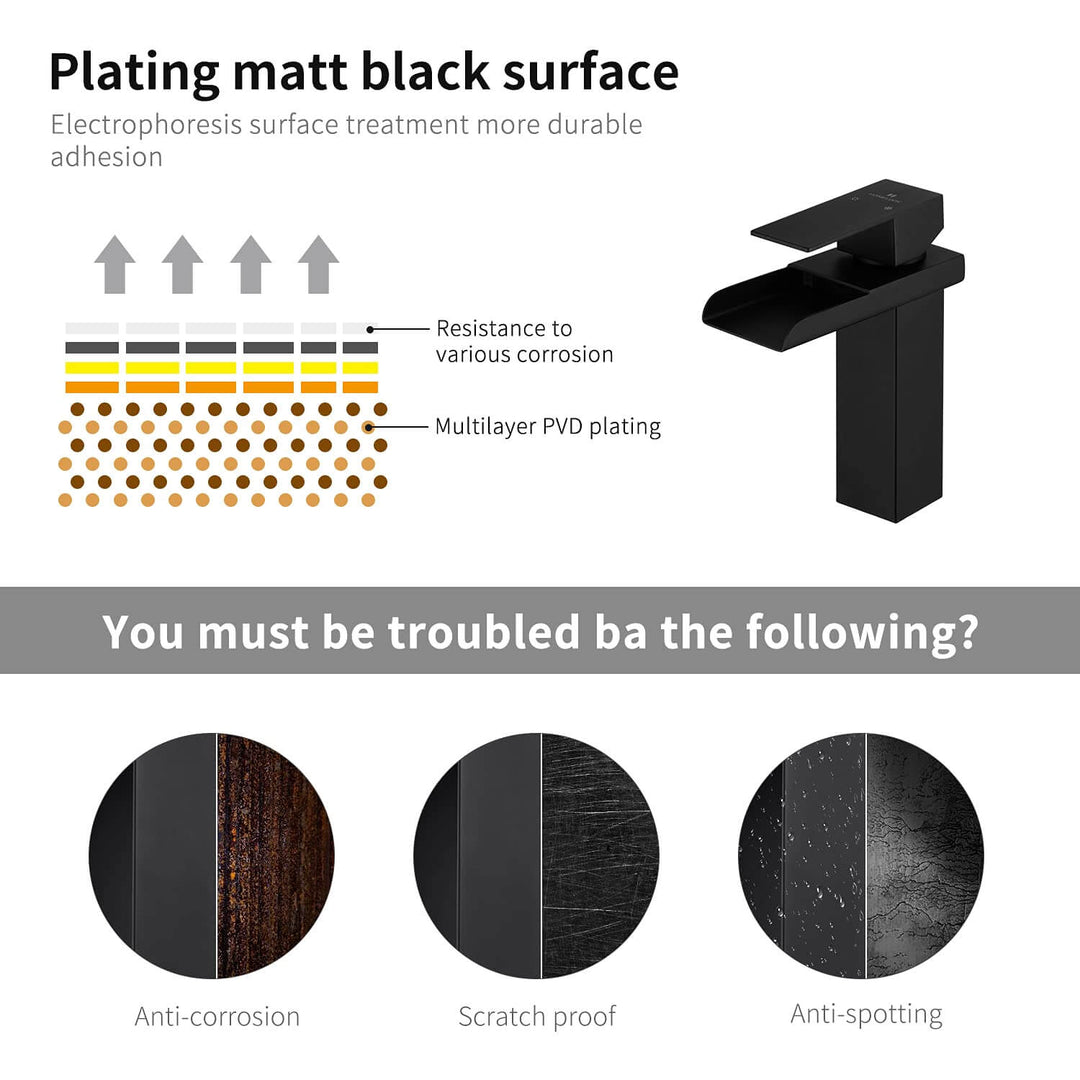 Lisslune | Black Waterfall Faucet Bath