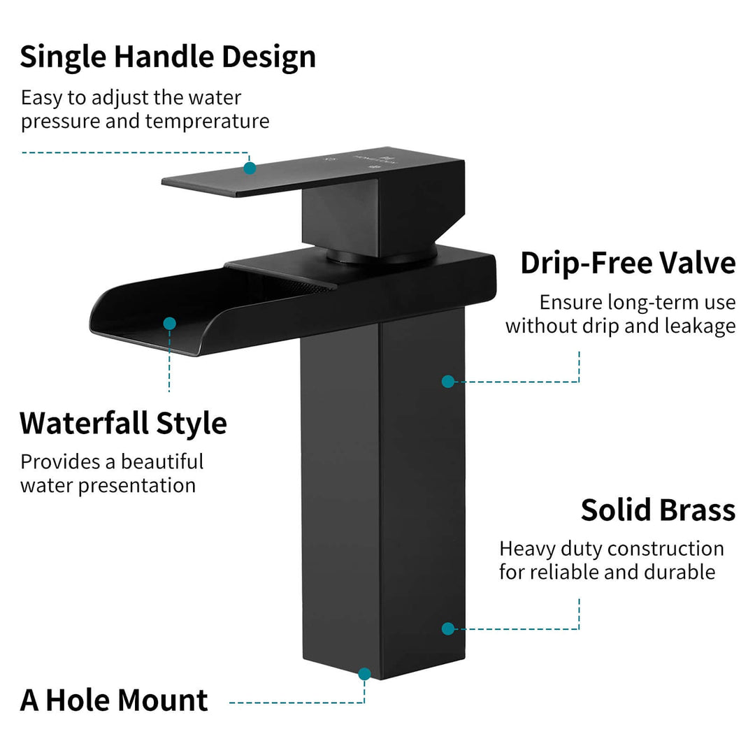 Lisslune | Black Waterfall Faucet Bath