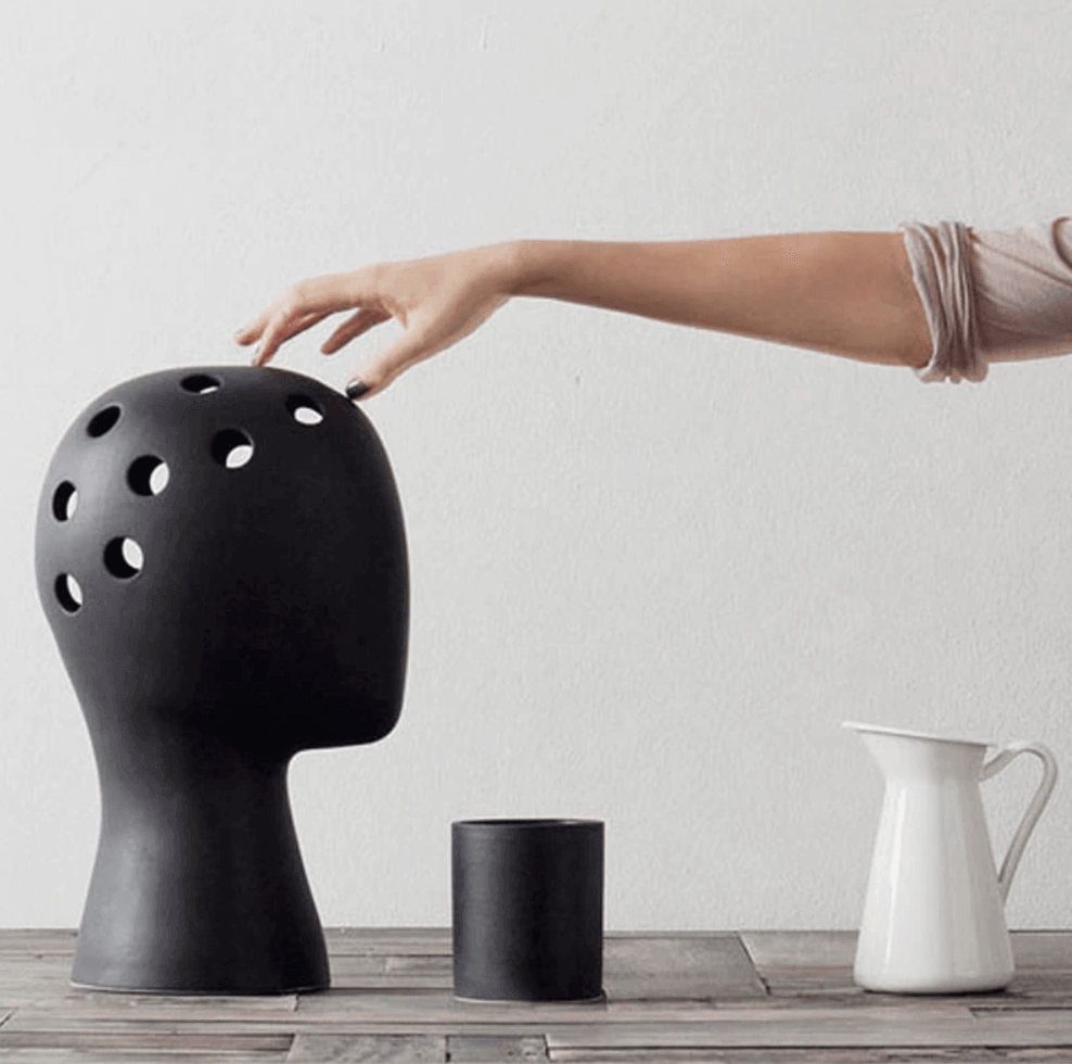 Lisslune | Creative Human Head White Black Decorative Ceramic Vase