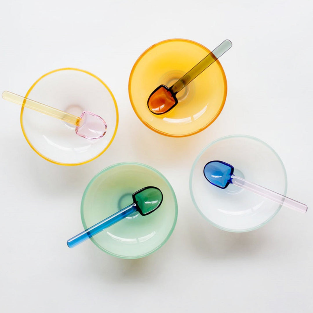 Lisslune | Colorful borosilicate dessert bowl with spoon