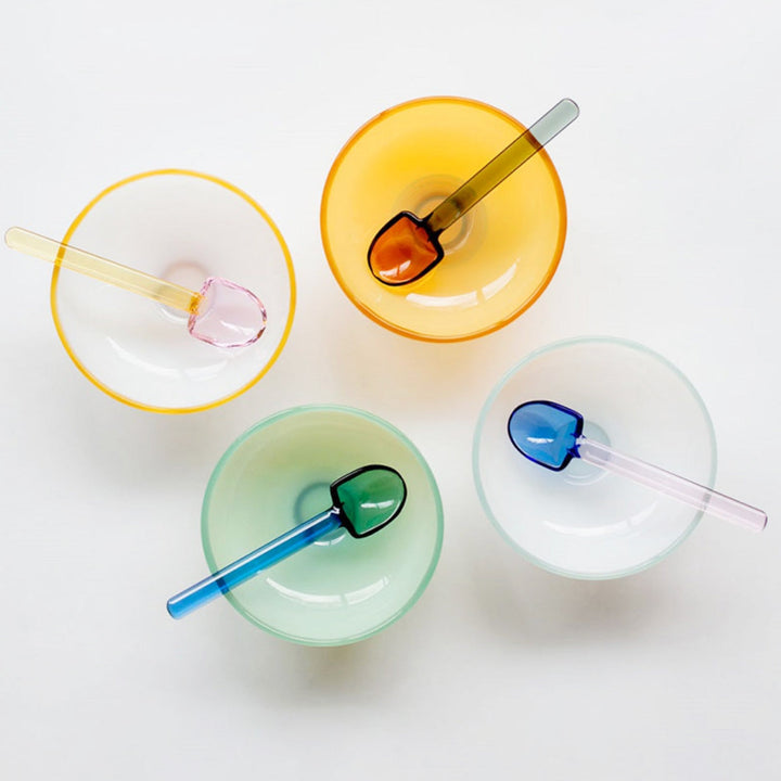Lisslune | Colorful borosilicate dessert bowl with spoon