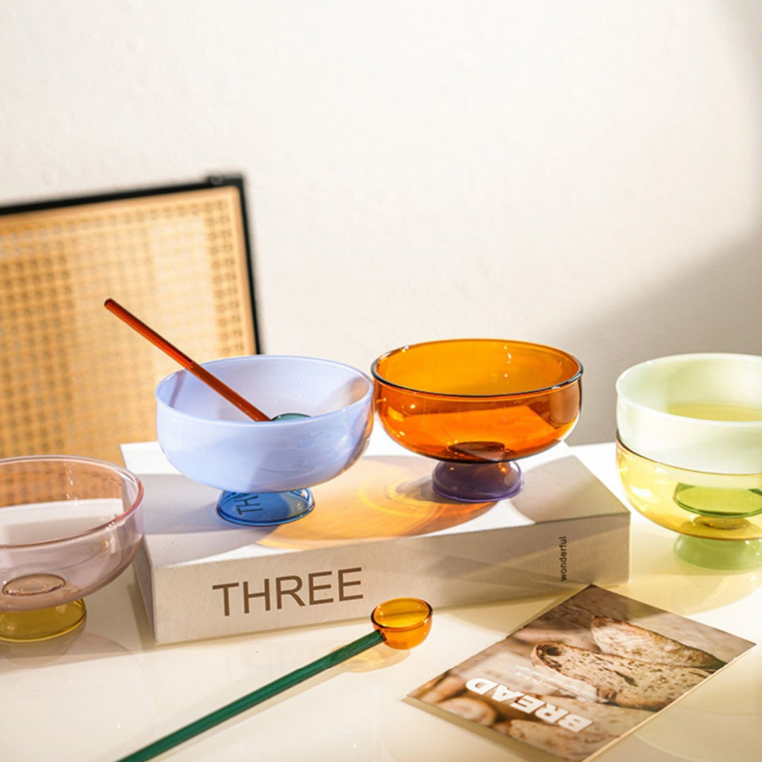 Lisslune | Colorful borosilicate dessert bowl with spoon