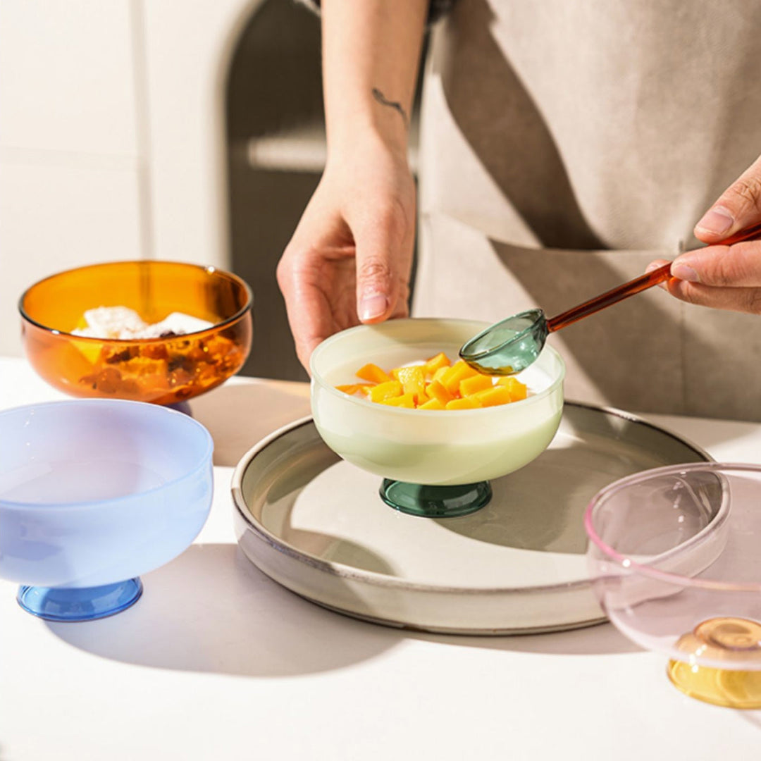 Lisslune | Colorful borosilicate dessert bowl with spoon
