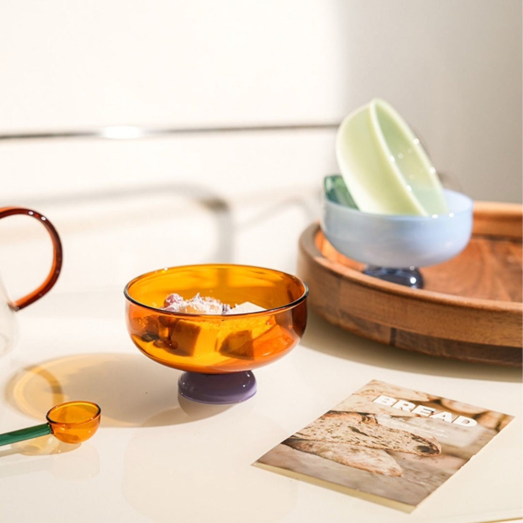 Lisslune | Colorful borosilicate dessert bowl with spoon