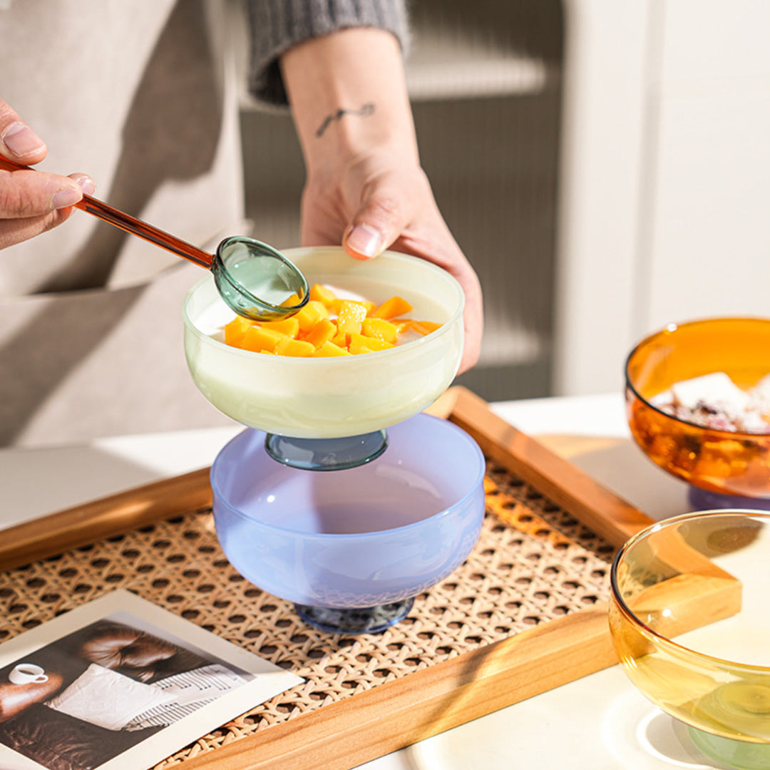 Lisslune | Colorful borosilicate dessert bowl with spoon