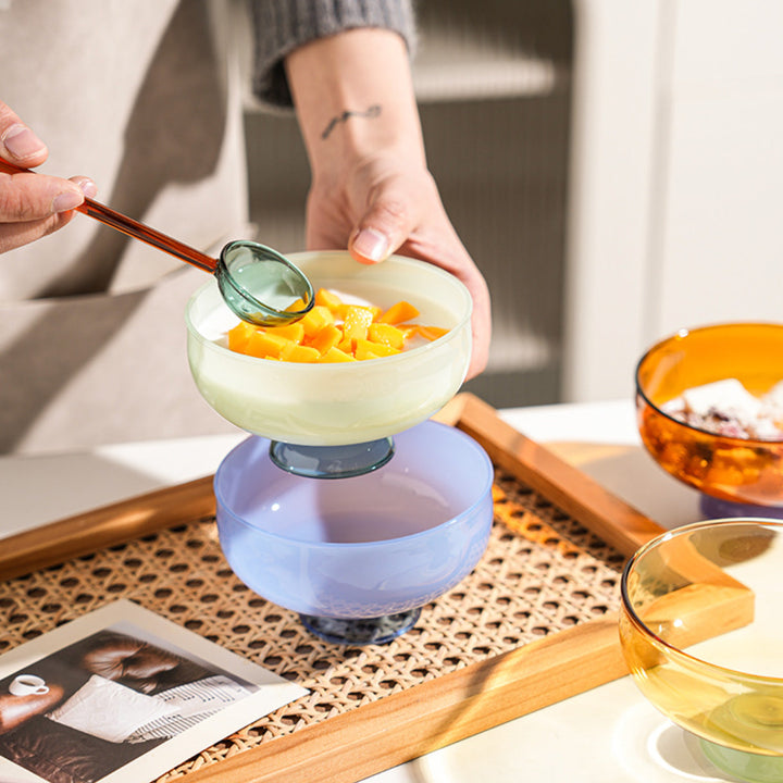 Lisslune | Colorful borosilicate dessert bowl with spoon