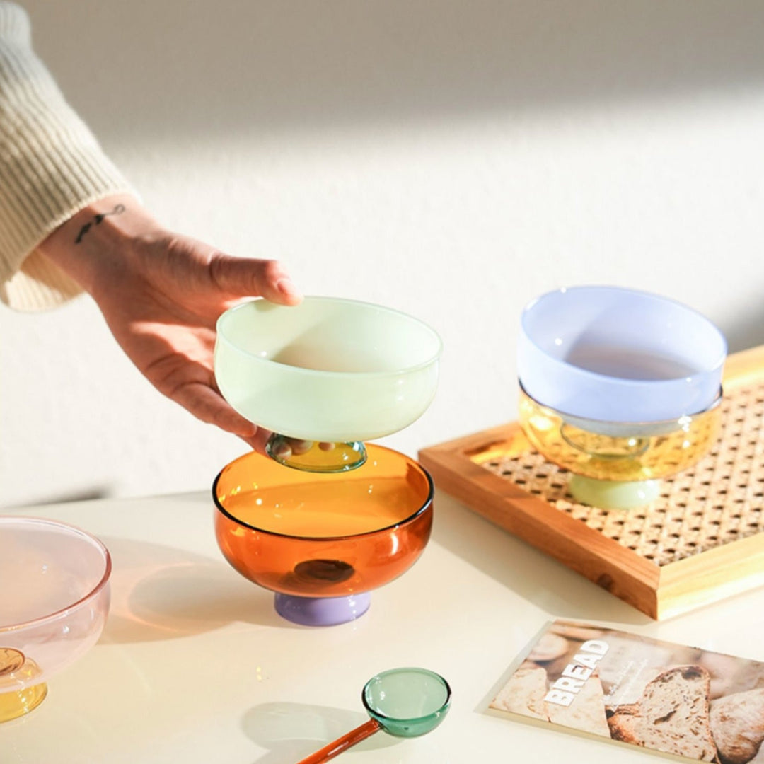 Lisslune | Colorful borosilicate dessert bowl with spoon