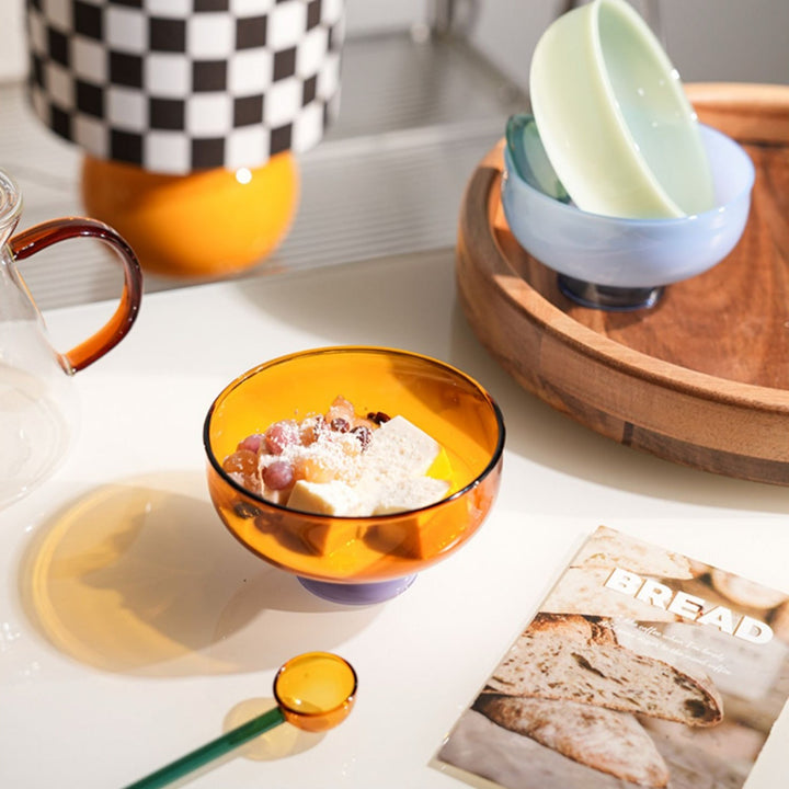 Lisslune | Colorful borosilicate dessert bowl with spoon
