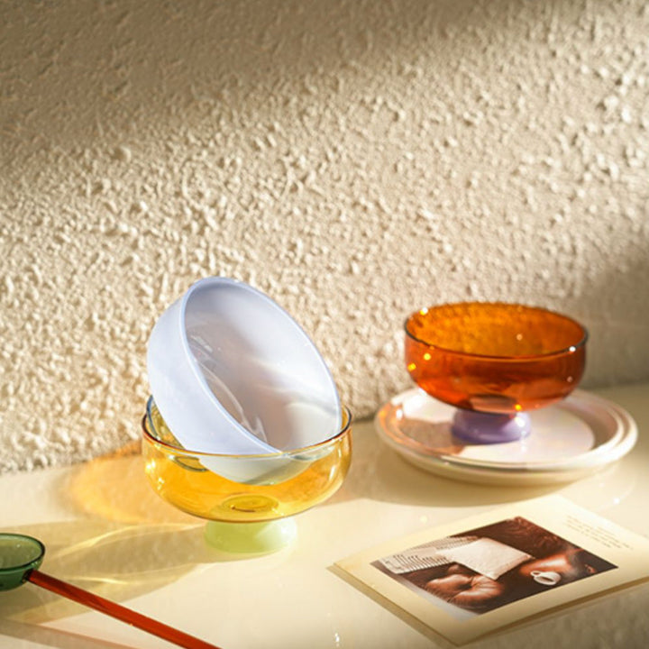 Lisslune | Colorful borosilicate dessert bowl with spoon