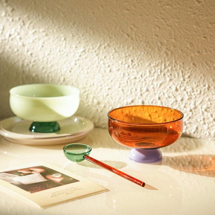 Lisslune | Colorful borosilicate dessert bowl with spoon