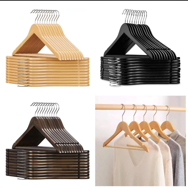 Lisslune | 10 pieces wooden coat hangers
