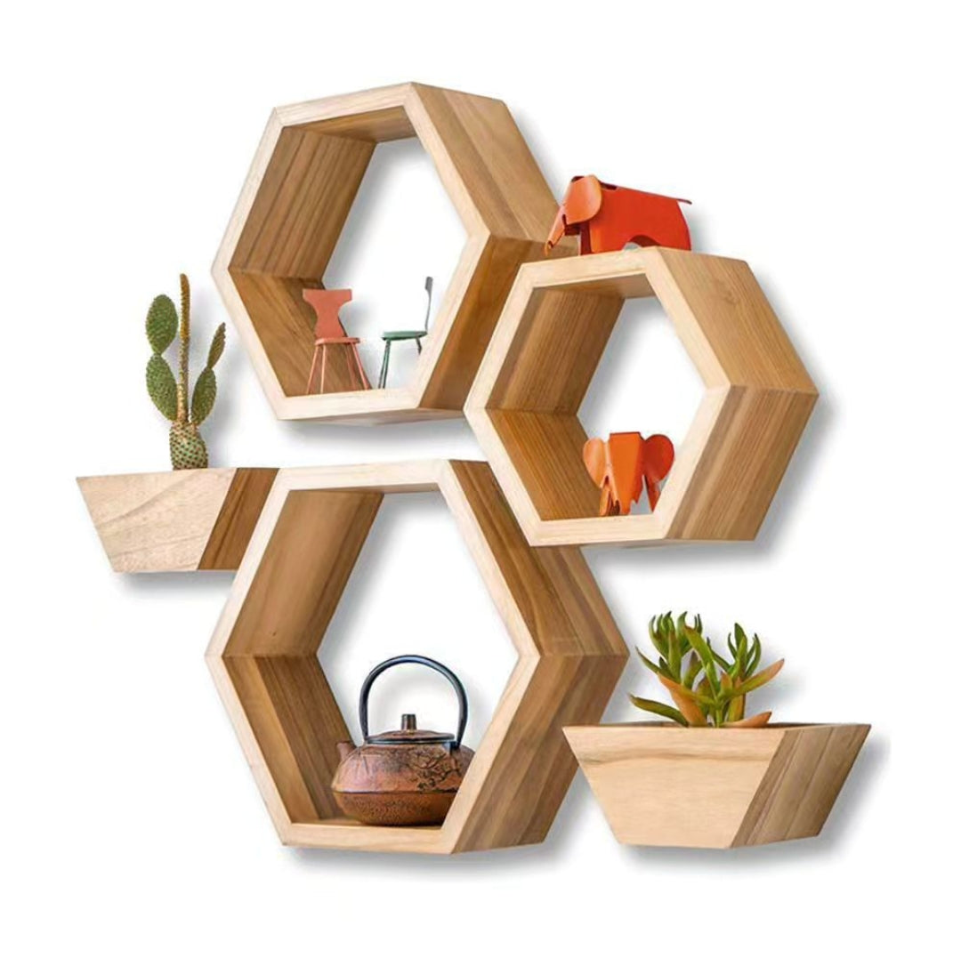 Lisslune | 5 in 1 Floating Shelves Wood