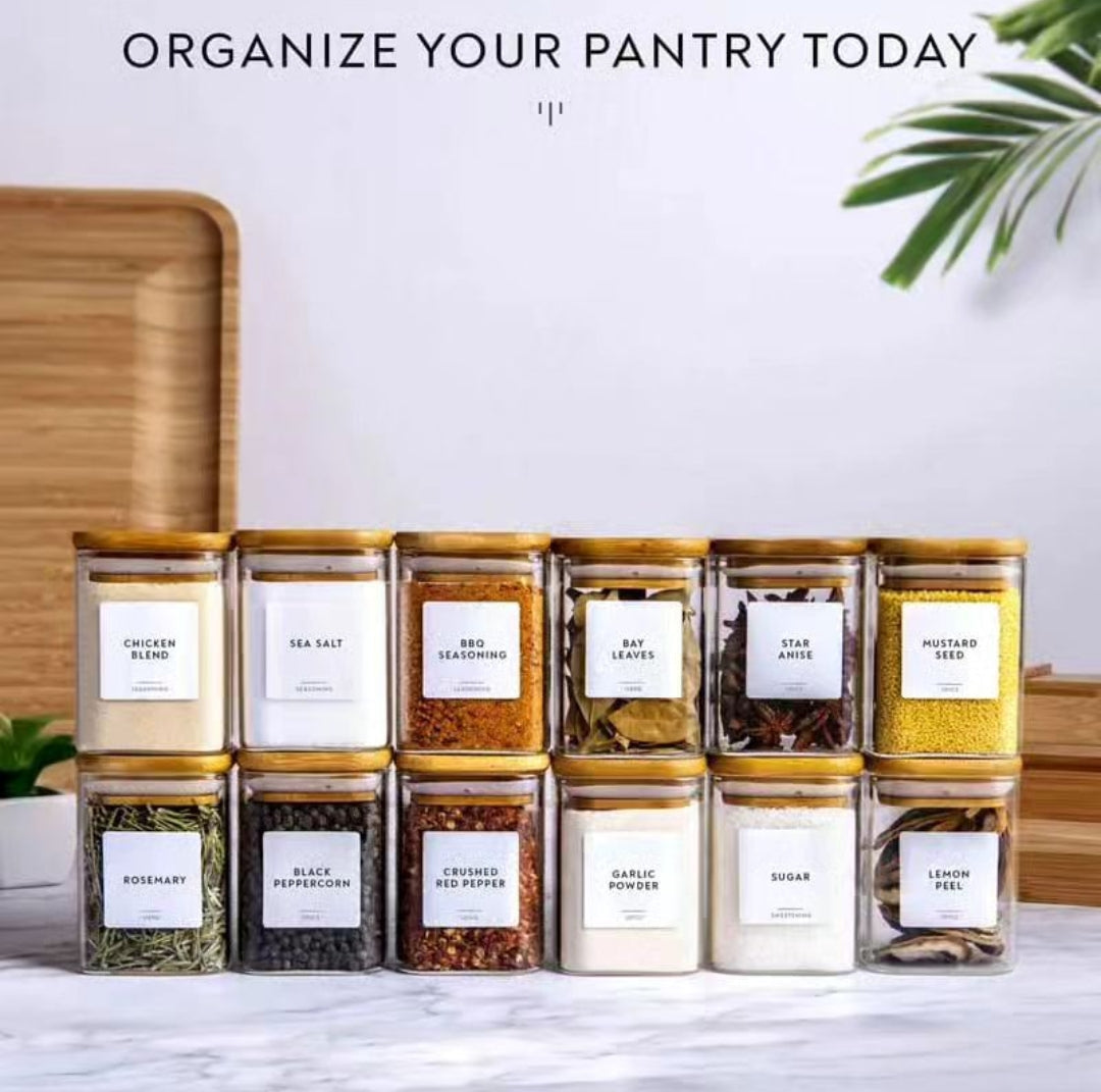 Lisslune | 12 Piece Glass Spice Jar Set