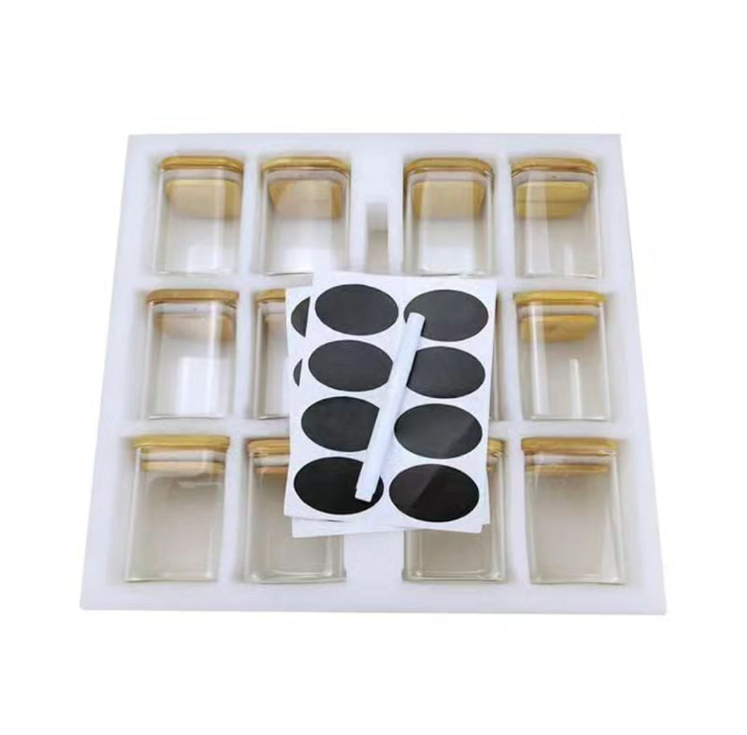 Lisslune | 12 Piece Glass Spice Jar Set