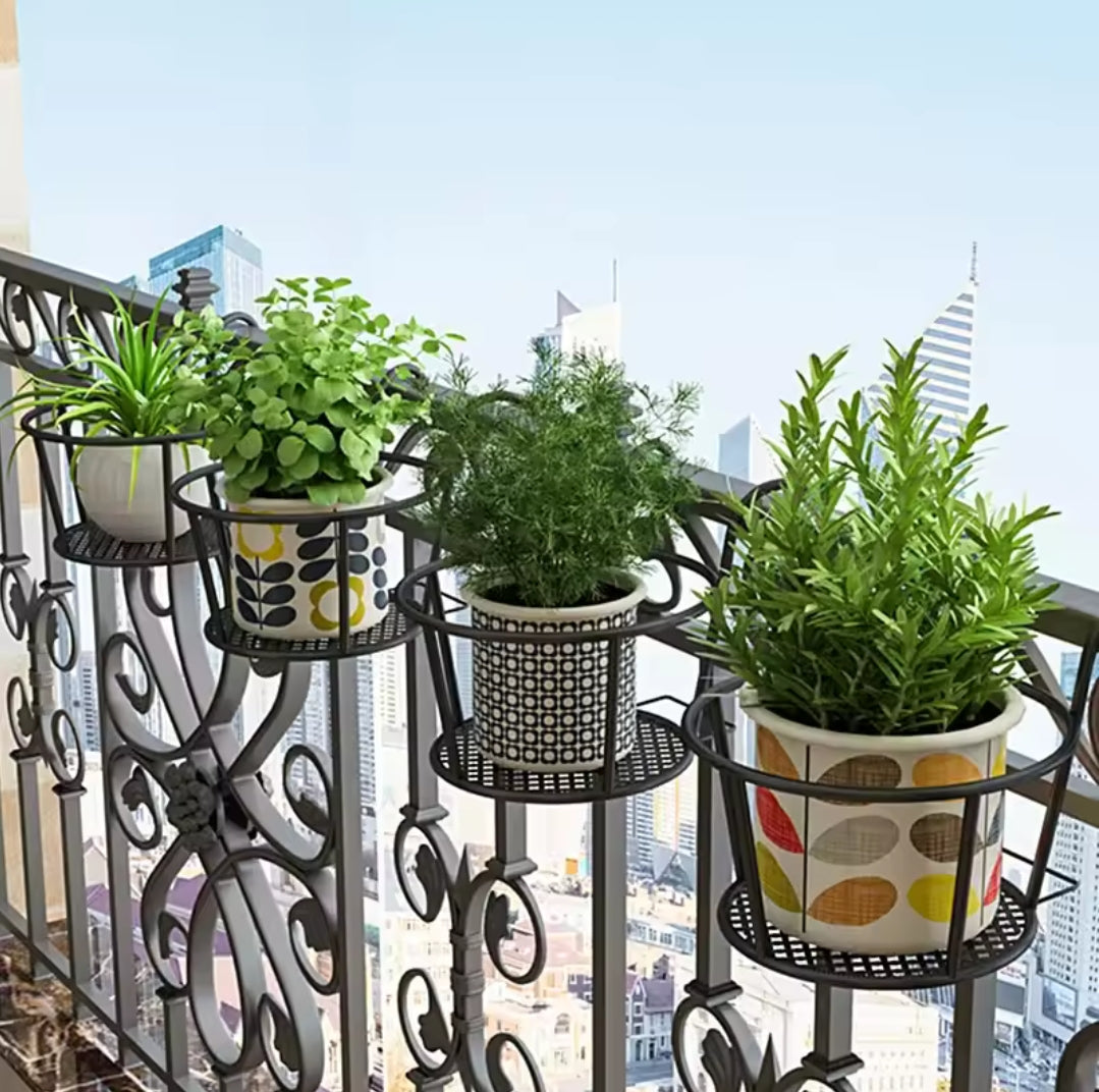 Lisslune | 3Pc Over the Balcony Flower Pot Holder Black Nov