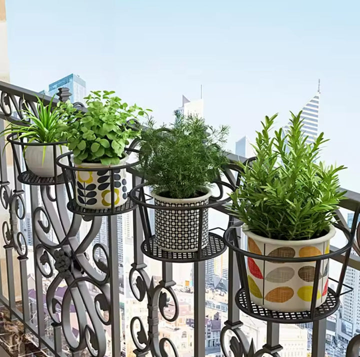 Lisslune | 3Pc Over the Balcony Flower Pot Holder Black Nov