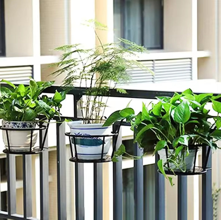 Lisslune | 3Pc Over the Balcony Flower Pot Holder Black Nov