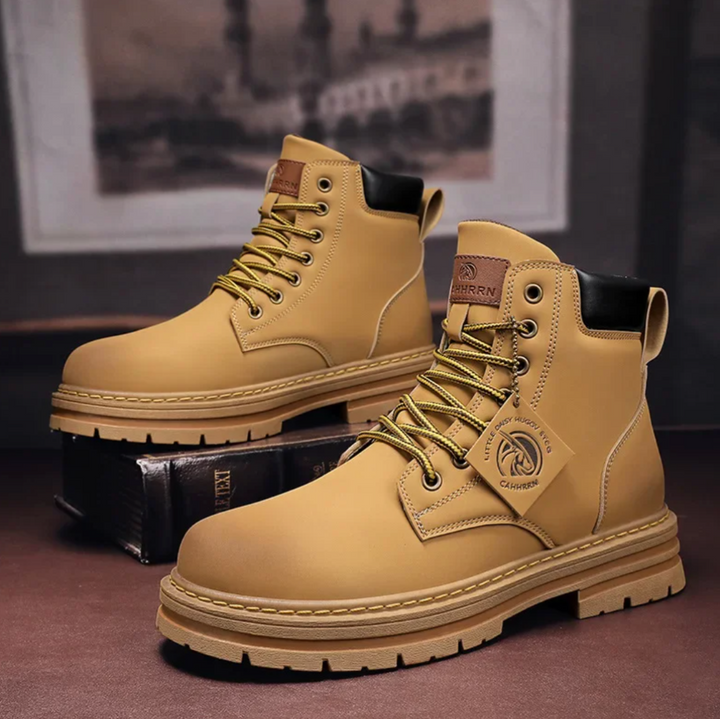 Lisslune | Comfortable Men's Lace-Up Boots – Leather Support Boots with Non-Slip Sole