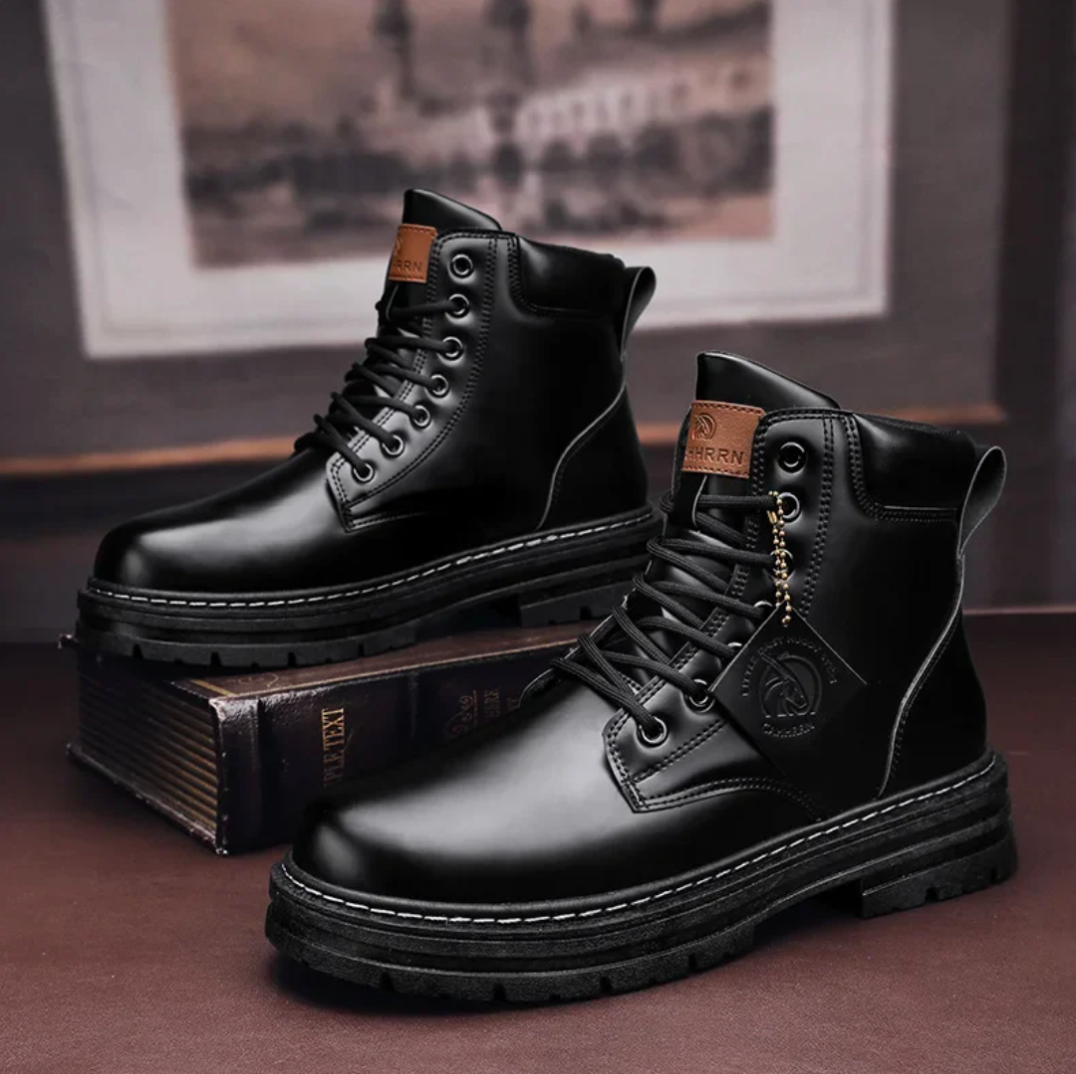 Lisslune | Comfortable Men's Lace-Up Boots – Leather Support Boots with Non-Slip Sole