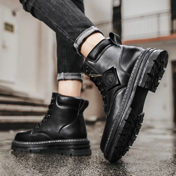 Lisslune | Comfortable Men's Lace-Up Boots – Leather Support Boots with Non-Slip Sole