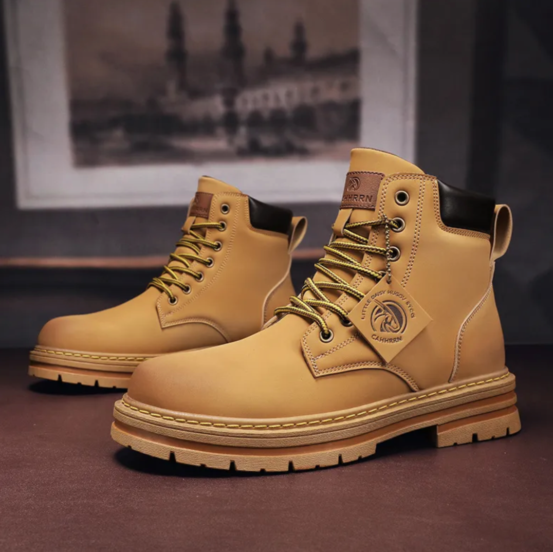 Lisslune | Comfortable Men's Lace-Up Boots – Leather Support Boots with Non-Slip Sole