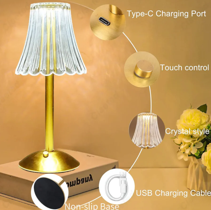 Lisslune | Wireless Crystal Table Lamp with Dimming Function