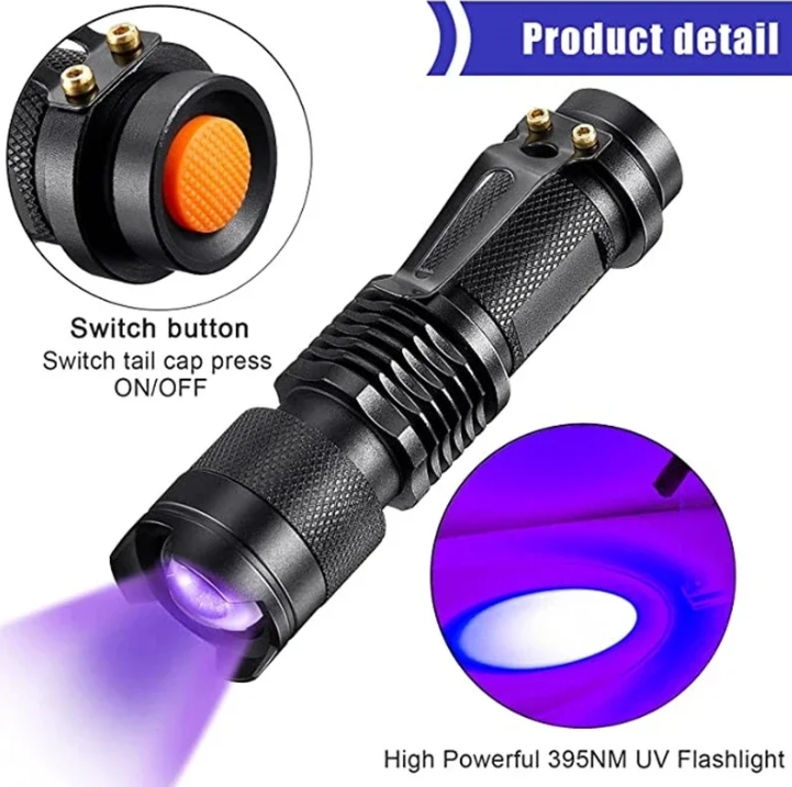 Lisslune | UV-LED flashlight – Ultraviolet light for stain detection and pet urine detection
