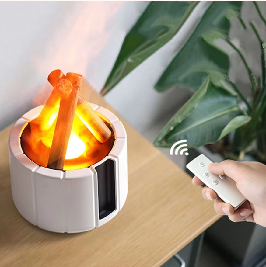 Lisslune | AirFlame Ultrasonic Air Humidifier with Fireplace-like Flame Effect – Compact & Effective