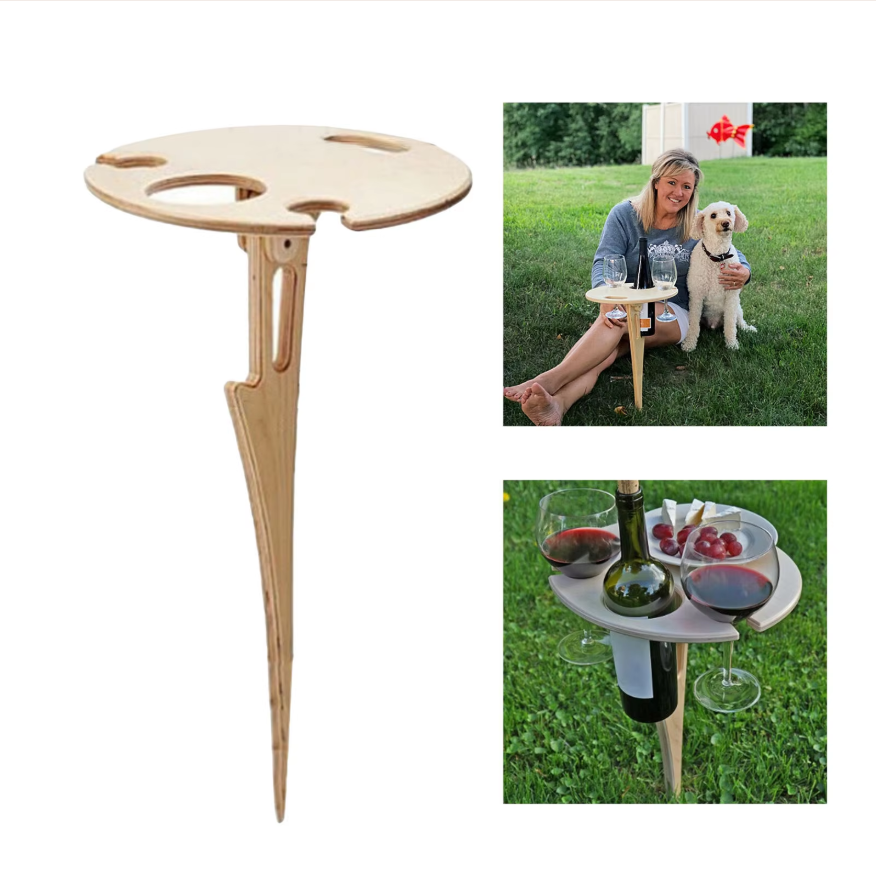 Lisslune | Terraliv Outdoor Drink Holder – Portable Picnic Table for Bottles and Glasses