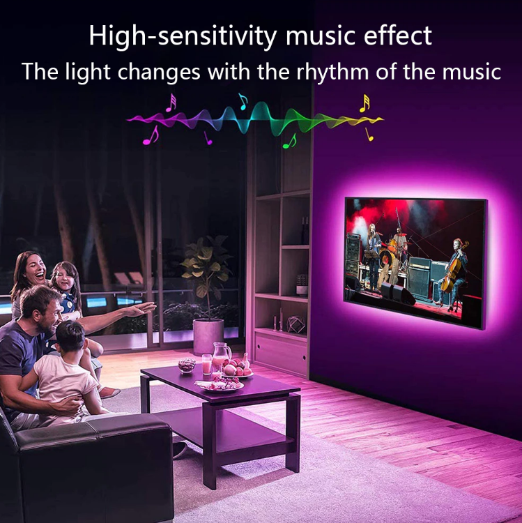 Lisslune | LED Light Strips For Bedroom RGB 5050 Bluetooth Control Feet Supports Light Decor