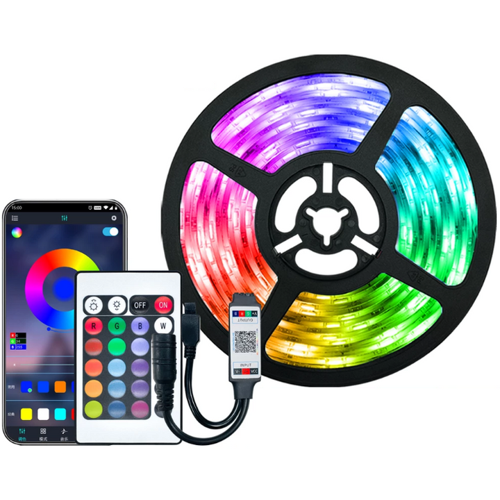 Lisslune | LED Light Strips For Bedroom RGB 5050 Bluetooth Control Feet Supports Light Decor