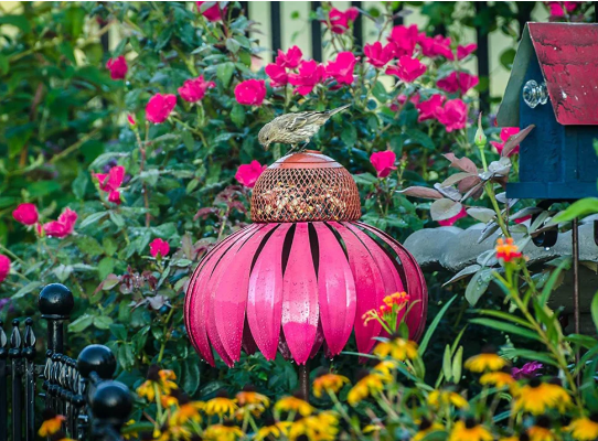Lisslune | Floral Bird Feeding Station for Garden & Patio