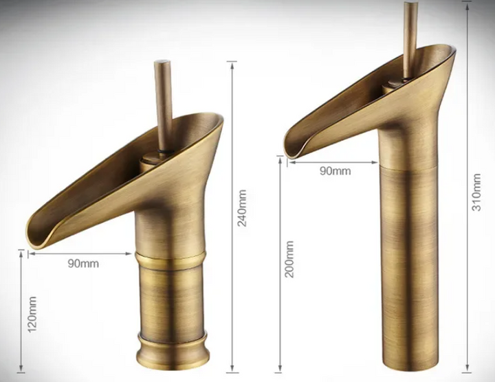 Lisslune | Waterfall Antique Faucet Bathroom Sink Faucet Brass Sink Mixers