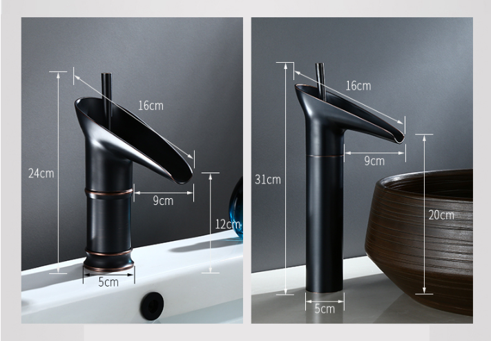 Lisslune | Waterfall Antique Faucet Bathroom Sink Faucet Brass Sink Mixers