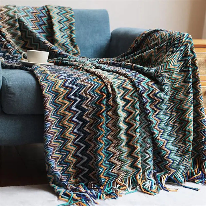 Lisslune | Colorful Chevron Knit Blanket