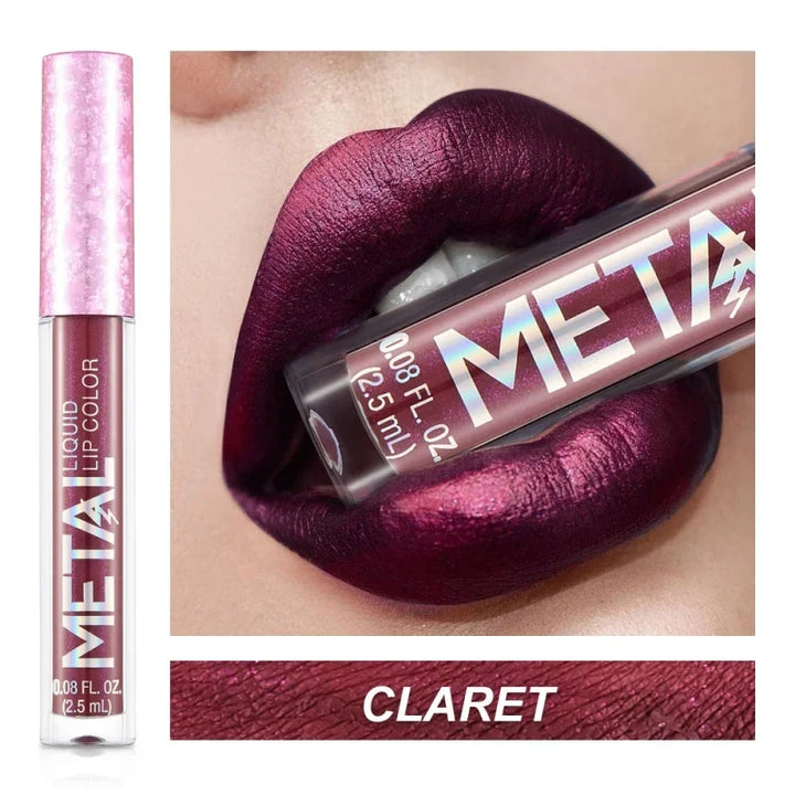 Rynx | Matte Glitter Liquid Lipstick Makeup Waterproof Non-sticky Cup Metal Lipstick Set Long-lasting Shiny Lip Color Shade Charming Lipstick