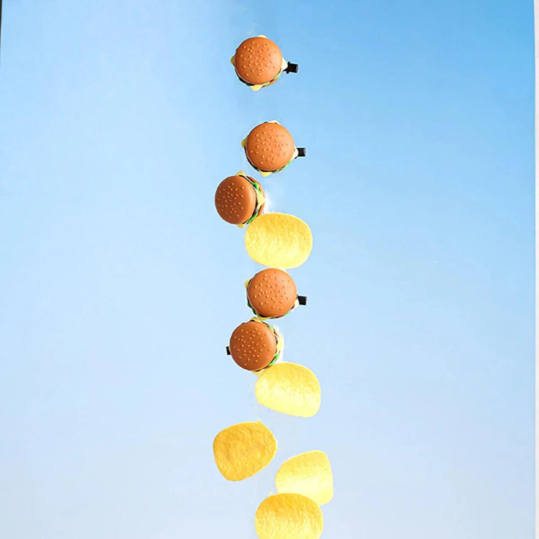 Lisslune | 5-piece DIY hairpin set with cute food theme - Cute hamburger, chips, and cookie designs for kids