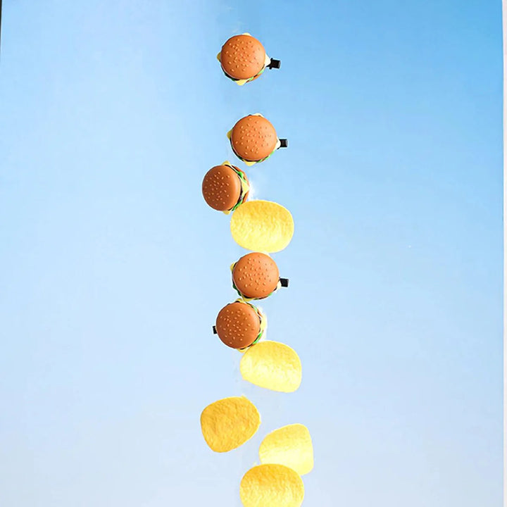 Lisslune | 5-piece DIY hairpin set with cute food theme - Cute hamburger, chips, and cookie designs for kids