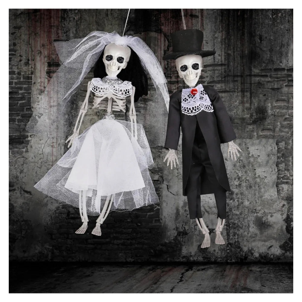Rynx | Halloween Skeleton Bride Couple Hanging Decoration Figure Bar Home Party Indoor Wedding Statue Ornament Props Gifts Doll