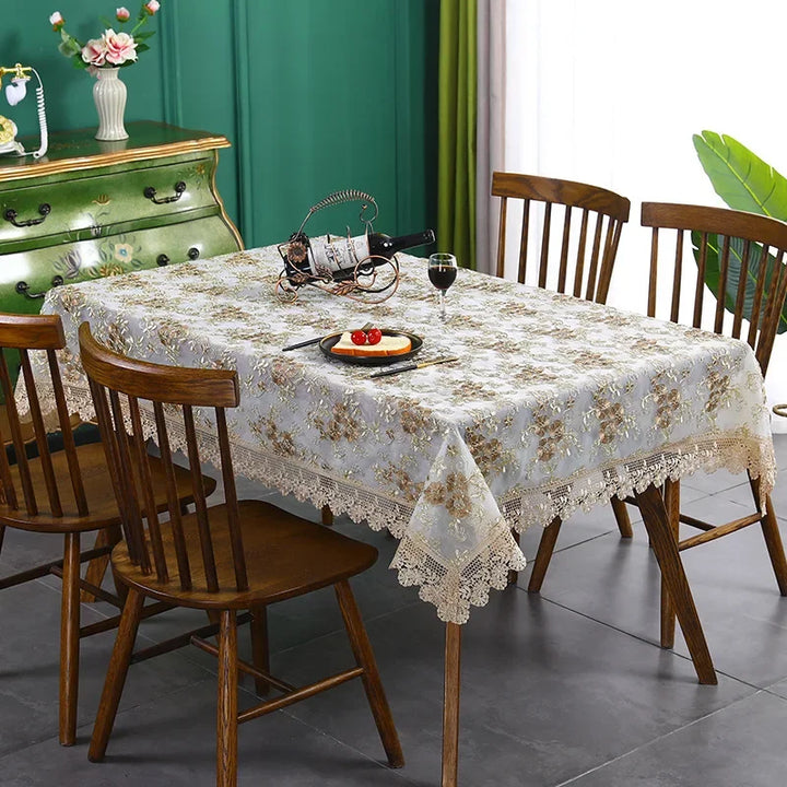 Rynx lace embroidery tablecloth, luxury tablecloth, wedding banquet, party tablecloths, furniture cover, tablecloths for home