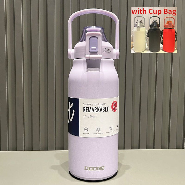 Lisslune | Stainless Steel Built-in Straw Camping Thermos
