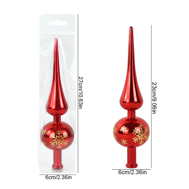 Rynx Christmas Tree Topper 23cm Red Gold Silver Top Shaped Ornament Decorations for Home Christmas Noël Natal Gift New Year