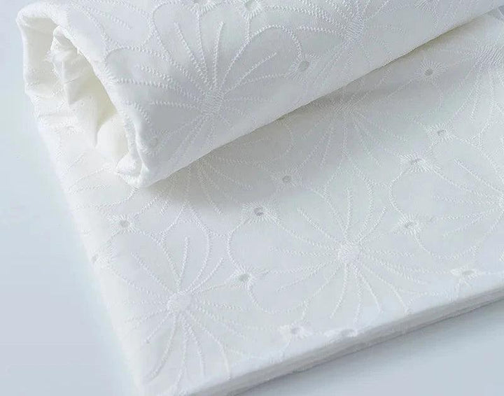 Lisslune | Elegant 100% Cotton White Lace Material