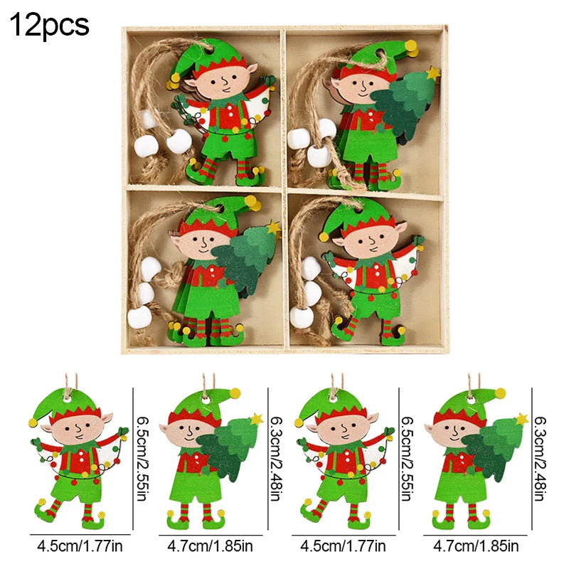 Rynx Christmas Wood Pendant Gingerbread Man Gnome Christmas Tree Hanging Decoration Noel Navidad Decorations for Home New Year Gift